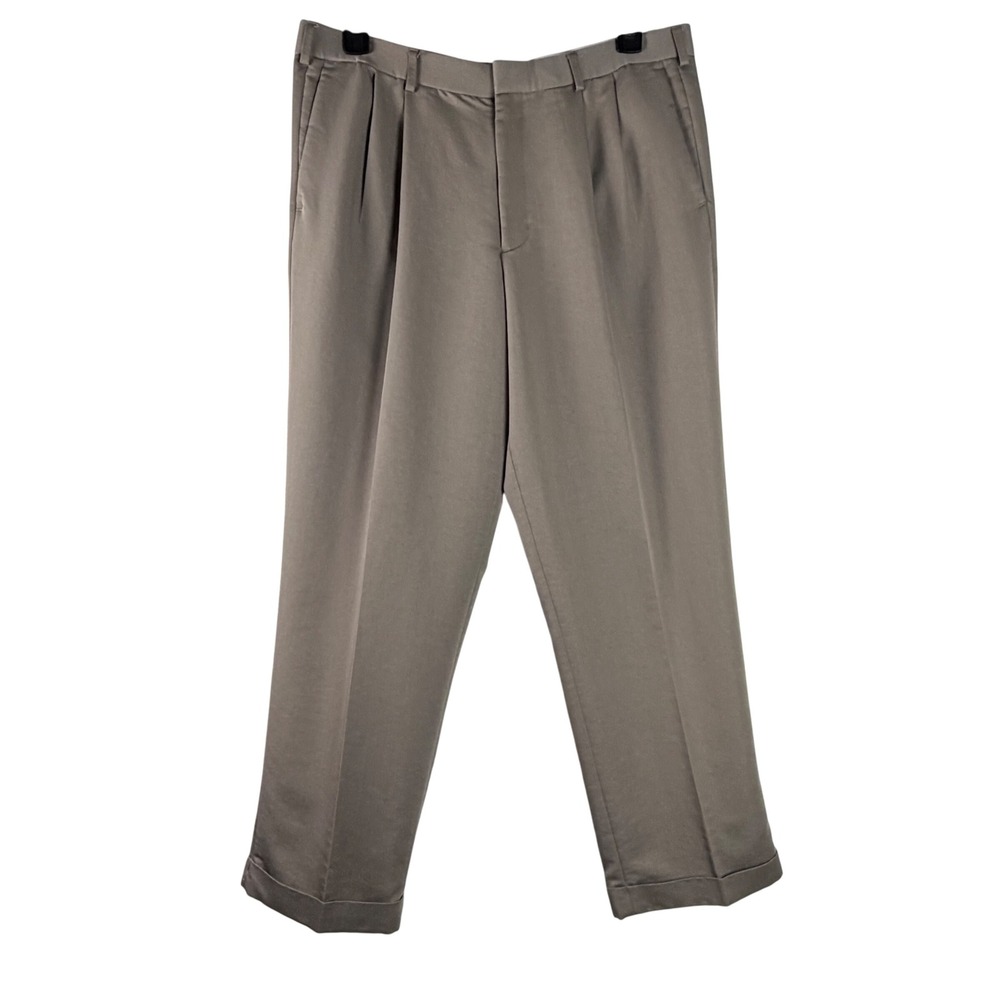 Dockers Premium Men Khaki Pants‎ 38W Pleated Flat Front Classic Work Business